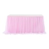 Fata de masa roz din tul, 183 x 77 cm, pentru petrecere, decor cu panglica aurie, eleganta