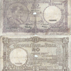 1941 (25 VIII), 20 francs (P-111a.5) - Belgia
