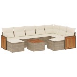 Cumpara ieftin Set canapele de gradina cu perne, 10 piese, bej, poliratan