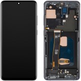 Cumpara ieftin Display cu Touchscreen MP compatibil cu Samsung Galaxy S20 Ultra G988, cu Rama, Versiune OLED, Negru