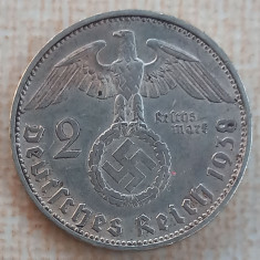 (A574) MONEDA DIN ARGINT GERMANIA - 2 REICHSMARK MARK 1938, LIT. A, NAZISTA