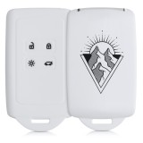 Husa Cheie Auto pentru Renault / Dacia - 4 Butoane - Keyless Go, kwmobile, Silicon, Alb / Negru, 49769.26