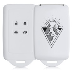 Husa Cheie Auto pentru Renault / Dacia - 4 Butoane - Keyless Go, kwmobile, Silicon, Alb / Negru, 49769.26