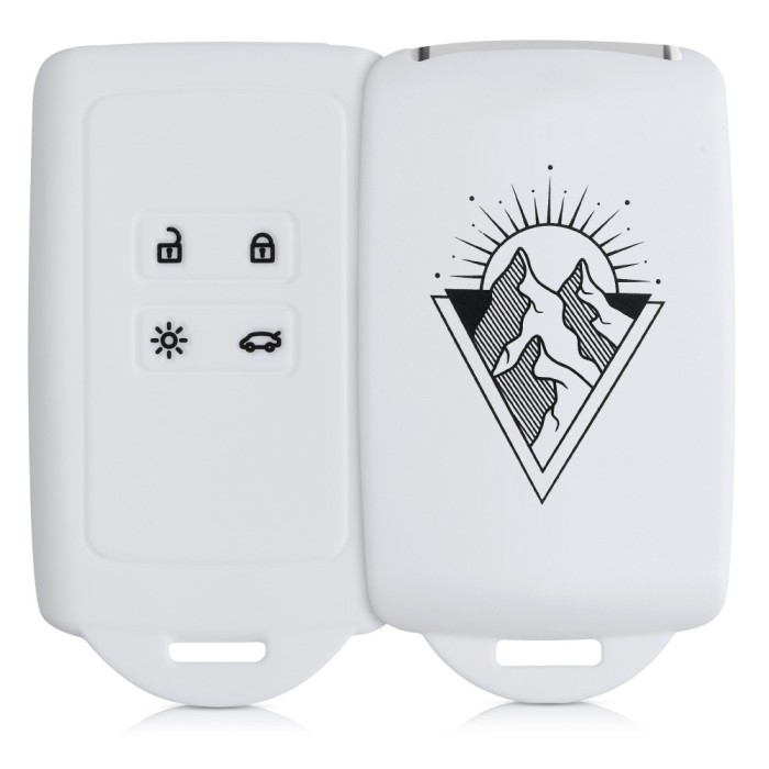 Husa Cheie Auto pentru Renault / Dacia - 4 Butoane - Keyless Go, kwmobile, Silicon, Alb / Negru, 49769.26