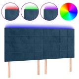 Cumpara ieftin Tablie de pat cu LED, albastru inchis, 200x5x118/128cm catifea