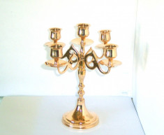 Sfesnic candelabra 5 focuri, bronz turnat cca. 1930-1940 - Scandia Malm, Suedia foto