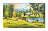 Cumpara ieftin Tablou cu pescari pictat manual, Fir intins, 100x60cm ulei pe panza, Constantin Feraru