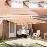 vidaXL Marchiza retractabilă automatizată cu LED galben și portocalie 450x350 cm