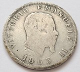 Italia, 1 Lira 1863 Victor Emmanuel II