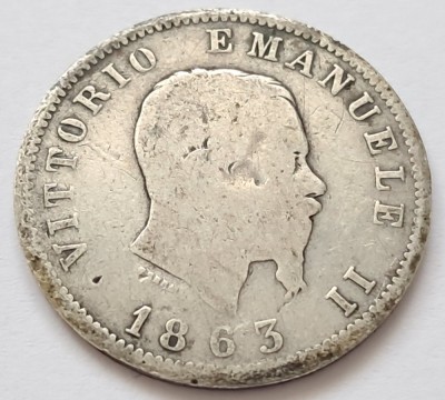 Italia, 1 Lira 1863 Victor Emmanuel II foto