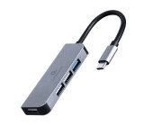 HUB extern GEMBIRD, porturi USB: USB-A 2.0 x 3, USB-A 3.1 x 1, conectare prin USB-A 3.1, cablu 0.12 m, argintiu, &quot;UHB-U3P1U2P3-01&quot; (timbru verde 0.18
