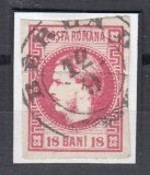ROMANIA 1868 LP 24 REGELE CAROL I CU FAVORITI 18 BANI ROSU STAMPILA BERLAD, Stampilat