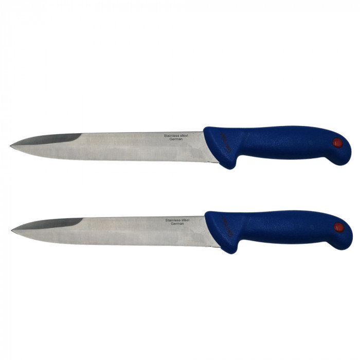 Set doua cutite de injunghiat IdeallStore&reg;, Chef&#039;s Blade, otel inoxidabil, 32 cm, albastru