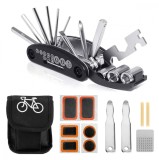 Set chei si accesorii reparat bicicleta, husa de transport compacta, negru
