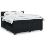 Cumpara ieftin Pat box spring cu saltea, negru, 180x200 cm, catifea