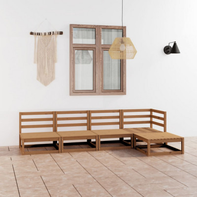 vidaXL Set mobilier de grădină, 5 piese, maro miere, lemn masiv de pin foto