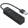 Hub USB Orico TWU32-4A-BK-EP-HU, 1 x USB-A 3.1 - 3 x USB-A - 1 x USB-C, Negru, Universal