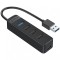 Hub USB Orico TWU32-4A-BK-EP-HU, 1 x USB-A 3.1 - 3 x USB-A - 1 x USB-C, Negru