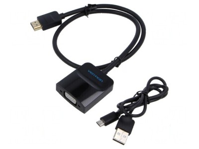 Convertor HDMI VGA 0,5m negru din ABS foto