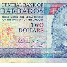 M1 - Bancnota foarte veche - Barbados - 2 dolari - 1975