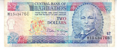 M1 - Bancnota foarte veche - Barbados - 2 dolari - 1975 foto