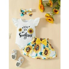 Set bebelusi &quot;Sunshine&quot; - body alb si fustita (Marime Disponibila: 9-12 luni