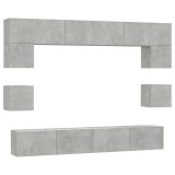 Cumpara ieftin Set dulap TV, 8 piese, gri beton, lemn prelucrat