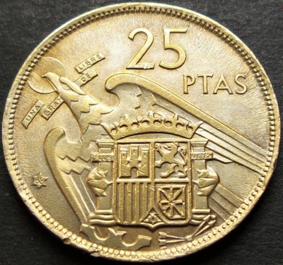 Moneda 25 PESETAS - SPANIA, anul 1968 (57) *cod 863 C = excelenta! foto