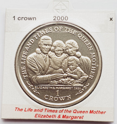 1870 Insula Man 1 crown 2000 Elizabeth II (Queen Mother) km 1025 foto