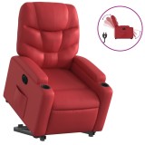 Cumpara ieftin Fotoliu rabatabil electric cu ridicare, rosu, piele ecologica