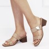 Saboti Dama Bej Toc 5.5cm Piele Eco Comod Varf Patrat Casual 8209 M12