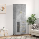 vidaXL Dulap &icirc;nalt, gri beton, 69,5x34x180, lemn compozit