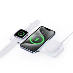 Statie de incarcare wireless pentru Apple Duzzona W19, 15W, alb foto