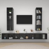 VidaXL Dulapuri TV suspendate, 4 buc., gri lucios, lemn prelucrat