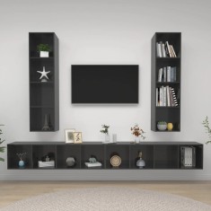 vidaXL Dulapuri TV suspendate, 4 buc., gri lucios, lemn prelucrat 3079897
