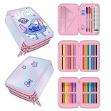 Penar Triplu Disney Stitch , 3 Compartimente pentru Rechizite cu Personalitate