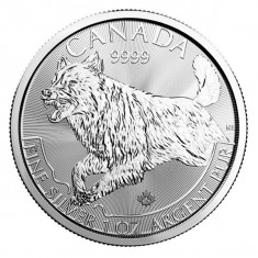 Moneda argint lingou, Canadian Silver Wolf Predator 1 uncie = 31 grame foto