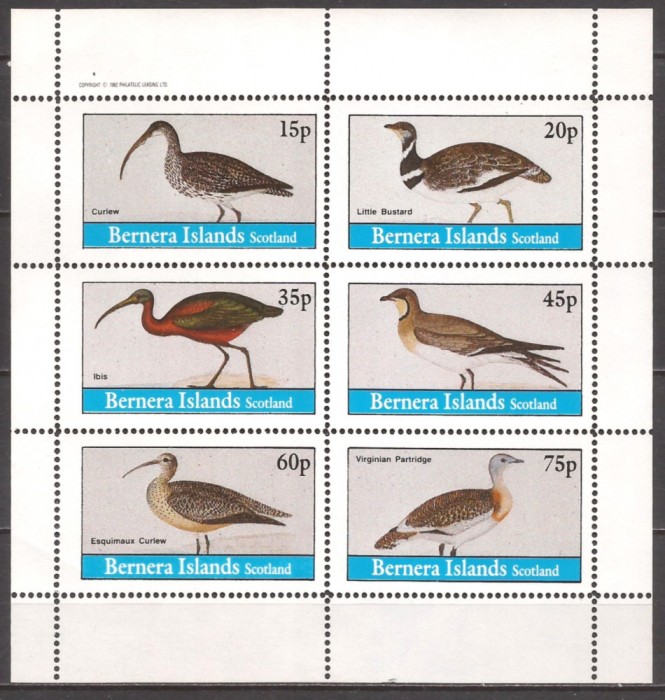 SCOTIA ( BERNERA ISLANDS ) 1982 FAUNA PASARI ( bloc dantelat ) MNH