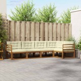 vidaXL Set de canapele de exterior cu pernă 5 pcs Natural și Crem 3367563