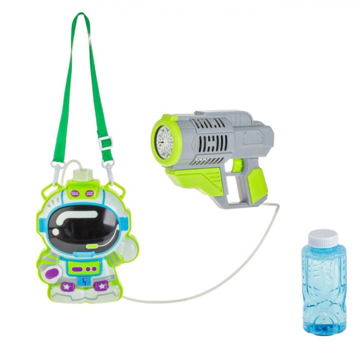 Mitralieră Baloane de Săpun, Model Astronaut, Capacitate 120ml, 10 &Uuml;evi, Verde Lime/Gri