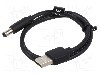 Cablu alimentare DC, DC 5,5/2,5 mufa, USB A mufa, negru, 0,5m, VENTION - CEYBD