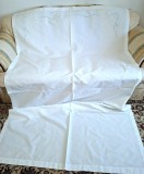 Cearceaf Vintage, din In cu broderie florala pe o latura scurta- 1 pers.