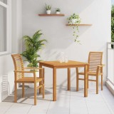 Set 2 Scaune Gradina Stivuibile vidaXL, Lemn Tec Masiv, Maro, 57x62x94 cm, Rustic, Rezistent Intemperii, Balcon/Terasa