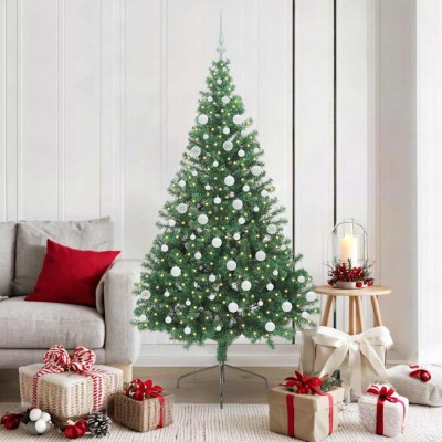 vidaXL Pom de Crăciun artificial pre-iluminat Verde 180 cm PVC 3397014 foto