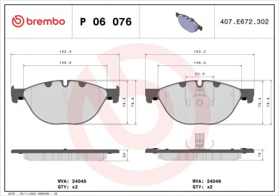 BREMBO P 06 076 PRIME LINE set placute frana,frana disc foto
