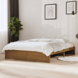 Cadru de pat, maro miere, 140x190 cm, lemn masiv, vidaXL