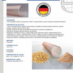 Furtun din poliuretan Flexadux 0.7,aspiratie și transport ,Made in Germany,50mm