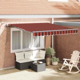 Marchiză retractabilă automată cu LED portocalie și maronie 300x250 cm