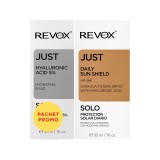 Pachet Fluid hidratant pentru ten cu acid hialuronic Just Hyaluronic Acid 5% 30ml + Crema de fata cu acid hialuronic SPF 50+ Just Daily Sun Shield 30m