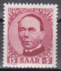 SAAR 1950 - A 85-a aniversare a morții lui Adolf Kolping, Cota 30 EURO, MNH